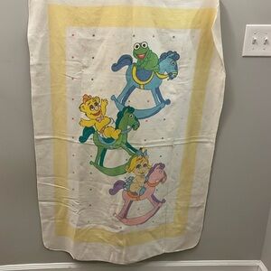 Muppet Babies Baby Blanket Miss Piggy Kermit Fozzie Lightweight Vintage Henson